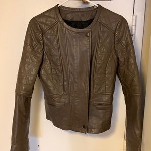 Comptoir Des Cotonniers Leather Jacket with quilting details. French S, US XS
